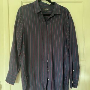 Navy and Red Striped Men's Shirt